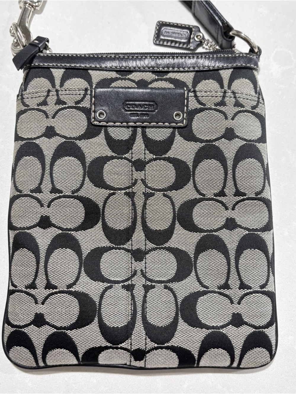Black Grey Canva  Crossbody Messenger Bag